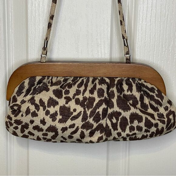 Vintage Sondra Robert’s Animal Print Crossbody or Shoulder Bag Purse Cream Brown - Picture 2 of 14